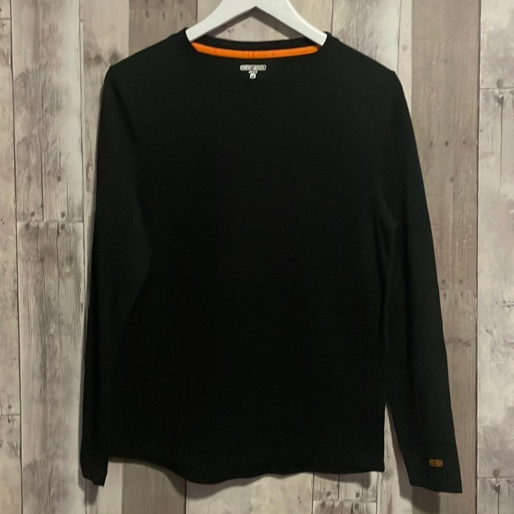 Omni•Wool Men's Base Layer Black Shirt Long Sleeve Polyester Wool Medium